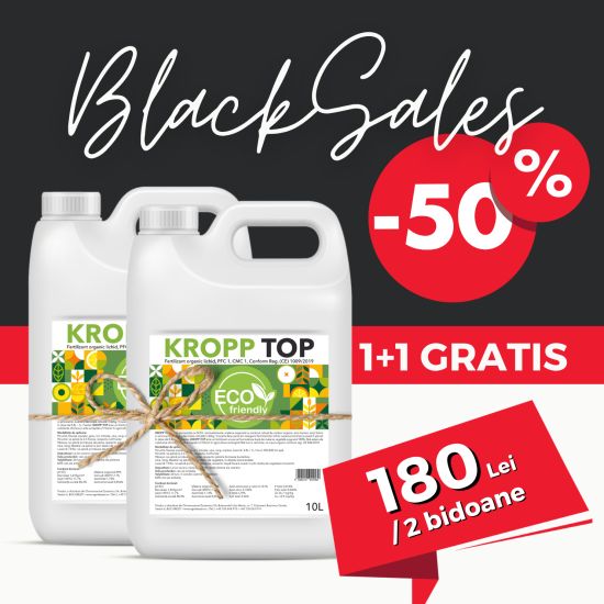 Kropp Top (1+1 GRATIS), fertilizant organic lichid de tip PFC1, CMC6 cf. Reg. (CE) 1009/2019 pentru porumb, floarea-soarelui, grau, orz, lucerna, 2 x bidon 10L